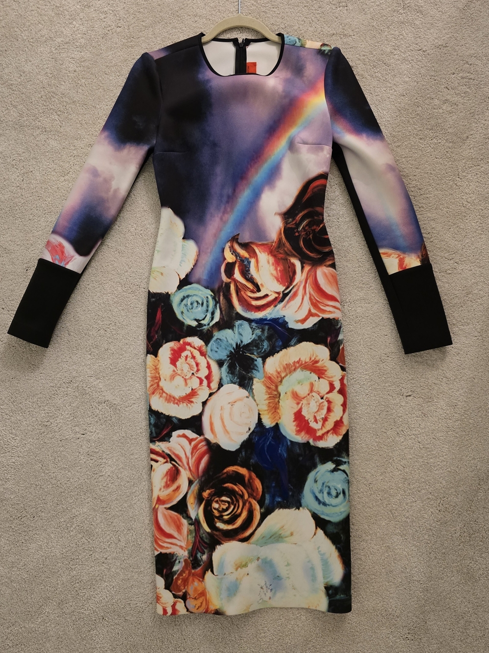 Clover Canyon Multicolor Floral & Rainbow Long-Sleeve Bodycon Dress